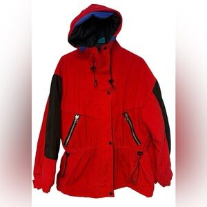 East-West Outerwear Vintage Retro Radiant 80s zip Up ski Jacket SzS Red/Black